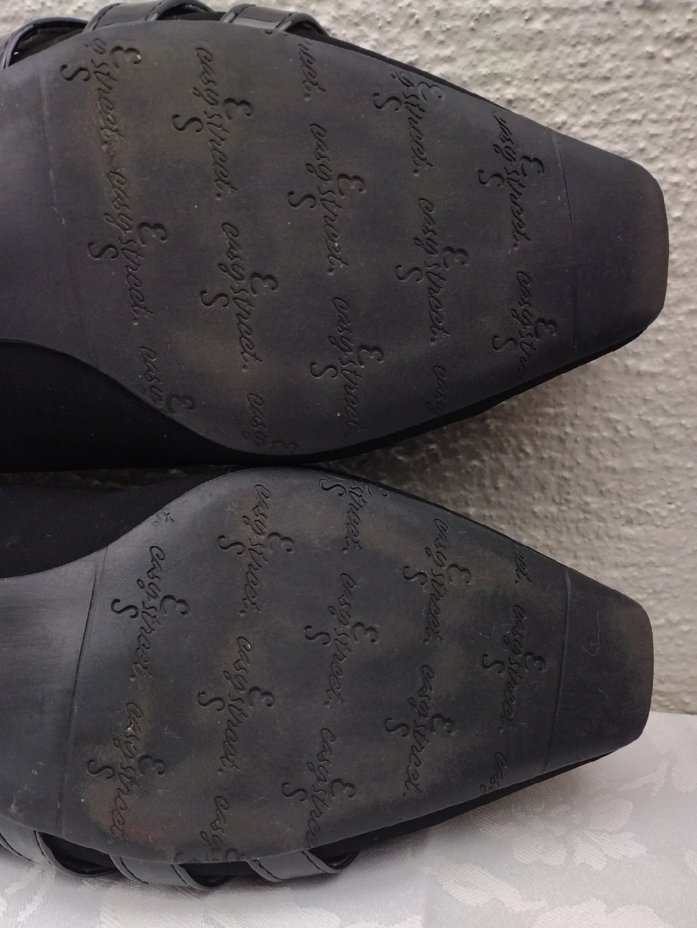 Easy Street Black Quality Man Made Materials Square Toe Block Heel Slip On Pumps